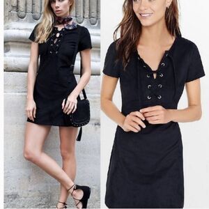 Express Black Velour Lace-Up Dress Size 6